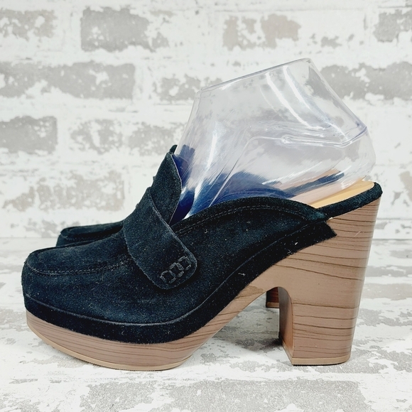 Splendid Shoes - New Splendid Vina Black Suede Block Heel Platform Loafers V469